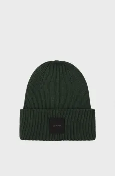 Мужская зеленая шапка COTTON/WOOL FINE RIB BEANIE Зеленый ONESIZE Calvin Klein K50K512356