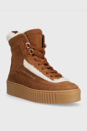 Кроссовки Tommy Hilfiger ESSENTIAL LACE UP WARMBOOTIE цвет коричневый FW0FW07503 Кроссовки Tommy Hilfiger ESSENTIAL LACE UP WARMBOOTIE цвет коричневый FW0FW07503