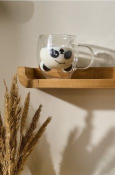 Скляна кружка з подвійним дном - білий