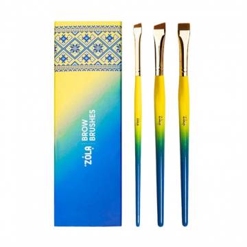 Профессиональный набор кистей для покраски бровей Zola Brow Brushes Ukrainian Edition, ворс синтетический, 3 шт Профессиональный набор кистей для покраски бровей Zola Brow Brushes Ukrainian Edition, ворс синтетический, 3 шт