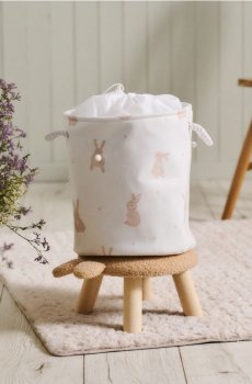 Кошик для зберігання із зайчиками та ручками - бежевий