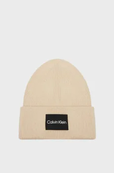 Мужская бежевая шапка FINE COTTON RIB BEANIE Бежевый ONESIZE Calvin Klein K50K510986
