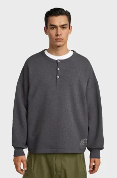 Мужской серый свитшот Henley Серый XL G-Star RAW D28678,E480