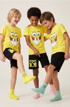 Ребристі шкарпетки 4 pack SpongeBob - різнобарвний