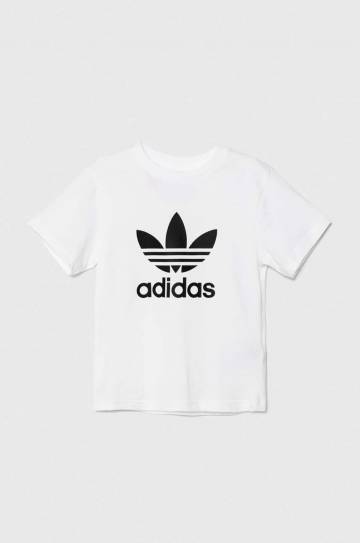 Детская хлопковая футболка adidas Originals TREFOIL TEE цвет белый с принтом JE0516 Детская хлопковая футболка adidas Originals TREFOIL TEE цвет белый с принтом JE0516