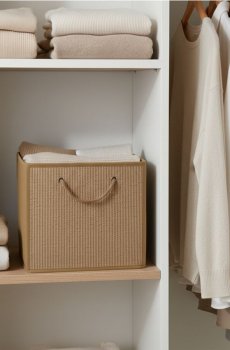 Складна коробка для зберігання з ручкою - бежевий