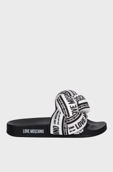 Женские белые слайдеры с узором Белый 39 Love Moschino JA28312G0MIW310A