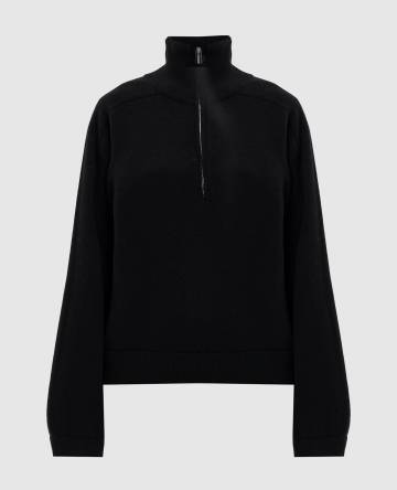 Черный свитер DRIES с молнией из кашемира