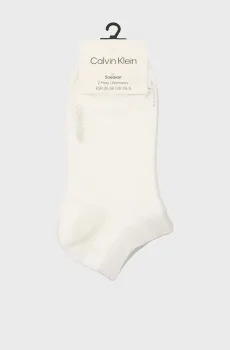 Женские белые носки (2 пары) CK WOMEN SNEAKER 2P SHINY LOGO Белый 35-38 Calvin Klein 701230614