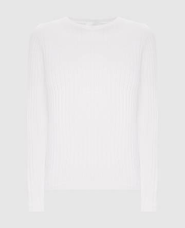 Белый джемпер из кашемира в рубчик