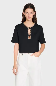 Женская черная футболка Черный XS Sandro SFPTS01741_Black