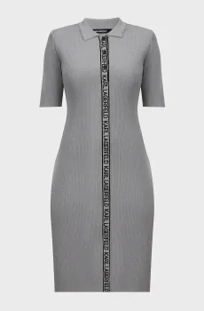 Женское серое платье SSLV LOGO KNIT DRESS Серый L Karl Lagerfeld 246W1325