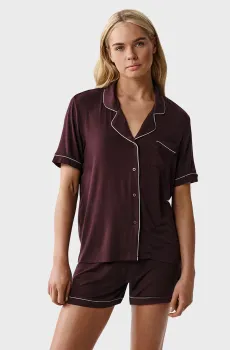 Женская бордовая пижама (рубашка, шорты) Бордовый S Atlantic NLP-496