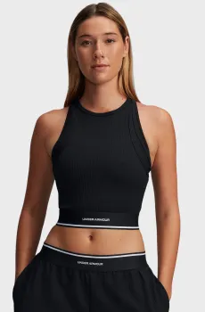 Женский черный топ UA Meridian Rib Branded Tank Черный XL Under Armour 1389641-001