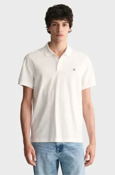 Мужское белое поло REG SHIELD SS PIQUE POLO Белый M Gant 2210