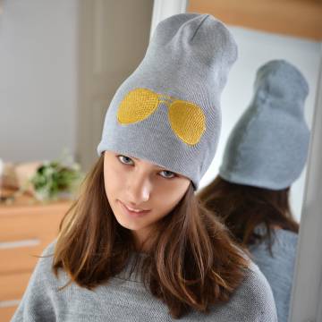 Шапки Lemanta Шапка для дівчаток сіра (очки золото) Шапки Lemanta Шапка для дівчаток сіра (очки золото)