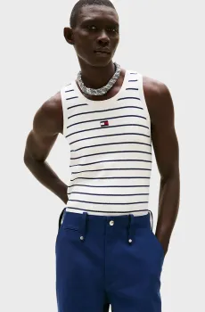 Мужская белая майка в полоску The Runway Белый XS Tommy Hilfiger MW0MW41626