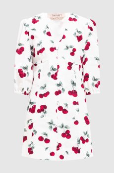 Белое платье мини в принт