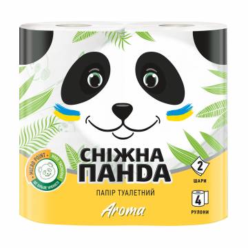 Туалетная бумага Сніжна Панда Aroma белая, 2-слойная, 150 отрывов, 4 рулона