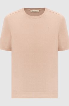 Бежевая футболка с шелком с вышивкой эмблемы