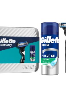 Подарочный набор мужской Gillette Mach 3 (станок + сменный картридж, 1 шт + гель для бритья, 75 мл)