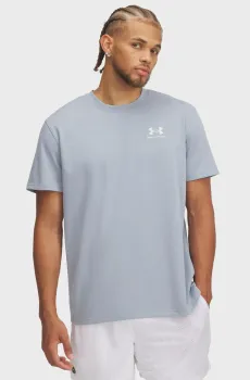 Мужская голубая футболка UA M LOGO EMB HEAVYWEIGHT SS Голубой L Under Armour 1373997-465