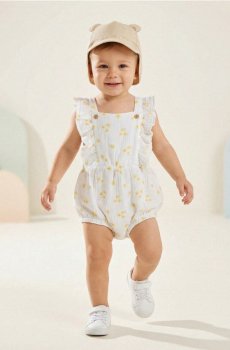 Боді з еластичними манжетами на ніжках зі структурованої тканини з квітковим візерунком - білий