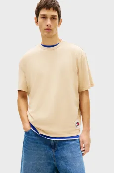 Мужская бежевая футболка TJM 90S WAVING FLAG SS TEE Бежевый L Tommy Jeans DM0DM22519