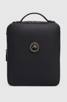 Синяя кожаная сумка с эмблемой с рутиниевым покрытием