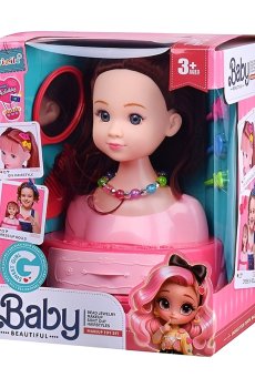 Детский игровой набор Shantou Jinxing Голова для причесок, от 3 лет, 17.5*14.5*20.5 см, 7 деталей (672-2A)