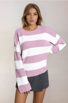 Джемпер у смужку - пастельний рожевий