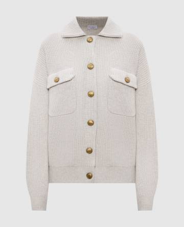 Серый кардиган из шерсти, кашемира и шелка