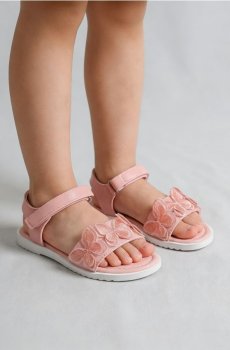 Сандалі з вишитими метеликами - рожевий