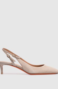 Бежевые замшевые слингбеки