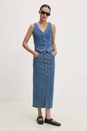 Джинсовая юбка Answear Lab midi прямая Джинсовая юбка Answear Lab midi прямая