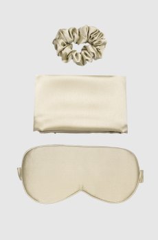 Зеленый набор для сна с масками, наволочками и резинками из шелка