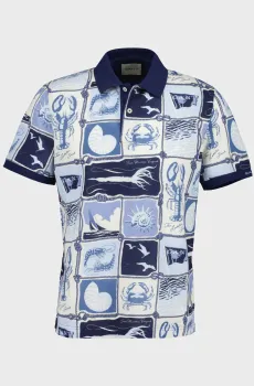 Мужское голубое поло с узором PRINTED SS POLO Голубой XL Gant 2014114