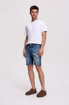 Reserved - Джинсові шорти з ефектом потертості - indigo jeans - YW551-57J
