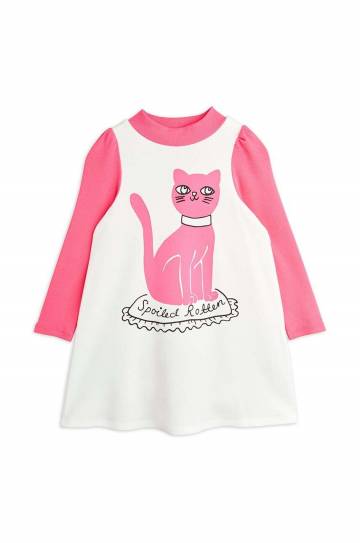Хлопковое детское платье Mini Rodini Cat цвет розовый mini прямое 2475010710 Хлопковое детское платье Mini Rodini Cat цвет розовый mini прямое 2475010710