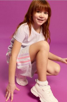 Шорти-бермуди з трикотажу French Terry з бічними лампасами - сірий