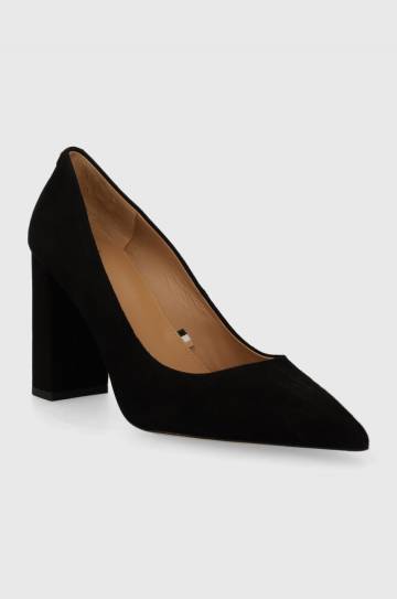 Замшевые туфли BOSS Janet Pump 90 цвет чёрный каблук кирпичик 50503640 Замшевые туфли BOSS Janet Pump 90 цвет чёрный каблук кирпичик 50503640