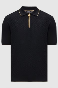 Черное поло из шелка