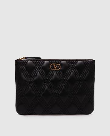 Черный кожаный клатч Quiltie 67
