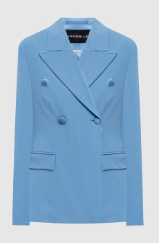 Синий двубортный жакет из шерсти