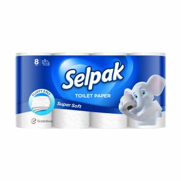 Туалетная бумага Selpak Super Soft белая, 3-слойная, 150 отрывов, 8 рулонов Туалетная бумага Selpak Super Soft белая, 3-слойная, 150 отрывов, 8 рулонов
