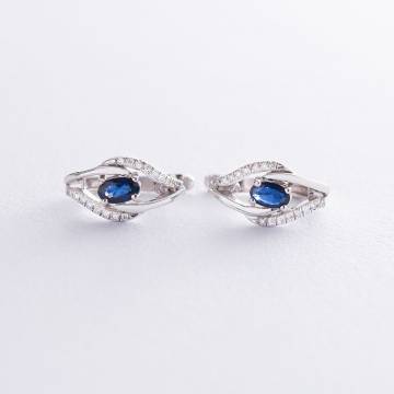 Золотые серьги (сапфир, бриллиант) C01115E Золотые серьги (сапфир, бриллиант) C01115E