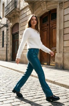 Розкльошені штани - синьо-зелений