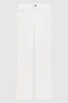 Белые джинсы клеш с патчем логотипа
