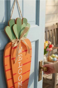 Великодня підвісна декорація у формі моркви з написом «Welcome» - помаранчевий