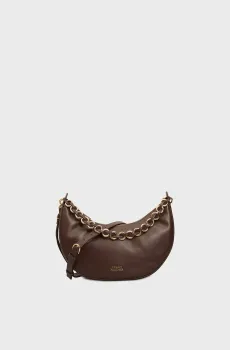 Женская темно-коричневая кожаная сумка MOON LEATHER CROSSOVER Коричневый ONESIZE Tommy Hilfiger AW0AW17467